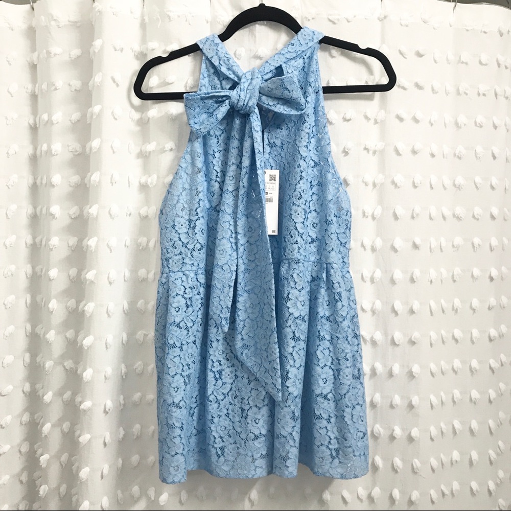 NWT ✨ Beautiful blue lace blouse with big bow
